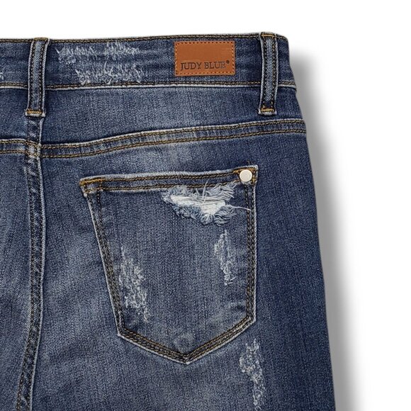 Judy Blue Workin It Leopard Patch Skinny Fit Jeans Womens 28 Distressed Mid Rise - Picture 8 of 12